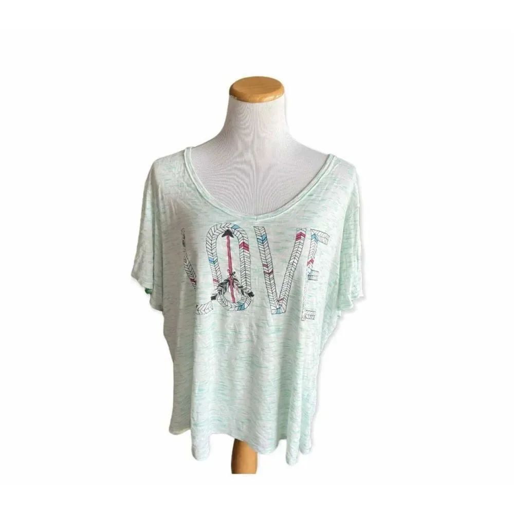 Womens Belle De Jour Love Tribal Heathered Burnout Tee Shirt - Sz 3X